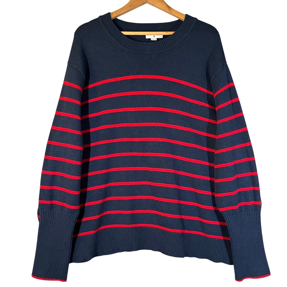 La Ligne Briton Stripe Sweater 4X Nautical Preppy Cashmere Blend Old Money